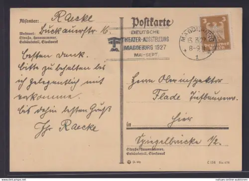 Theater Briefmarken Deutsches Reich Brief Ausstellung Magdeburg Schauspieler