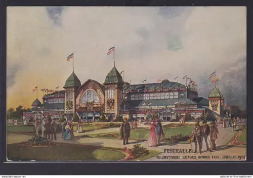 Musik Sänger Breslau Ansichtskarte Festpostkarte VII Sängerbundfest n Wurzen