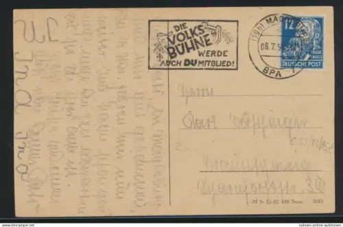 Bahnpost SBZ EF 12 Pfg. Persönlichkeiten Werbestempel Magdeburg BPA Die