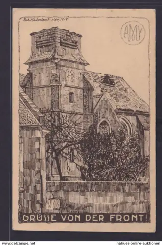 Ansichtskarte Bleistiftzeichnung Künstlerkarte Sign. Rob Haberland März 1915