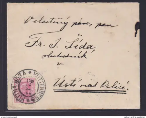 Österreich Brief ab Kuttenberg Kutná Hora Stadt Tschechien nach Usti nat Orlic
