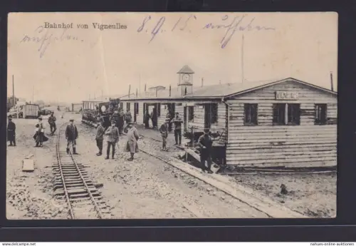 Ansichtskarte Vigneulles Frankreich Bahnhof Soldaten Feldpostkarte nach Kulmbach
