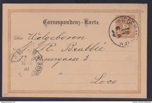 Österreich Ganzsache 2 Kreuzer ab Wieden Wien 18.11.1890