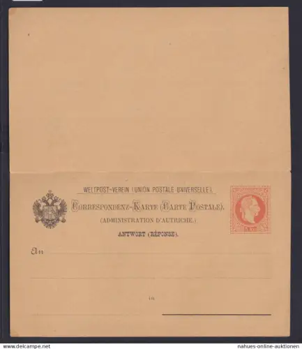 Österreich Ganzsache Frage & Antwort 5 Kr. Kaiser Franz Joseph
