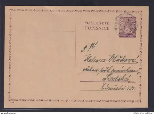 Besetzung Böhmen & Mähren Ganzsache P 9 02 ab Breznice 19.7.1941