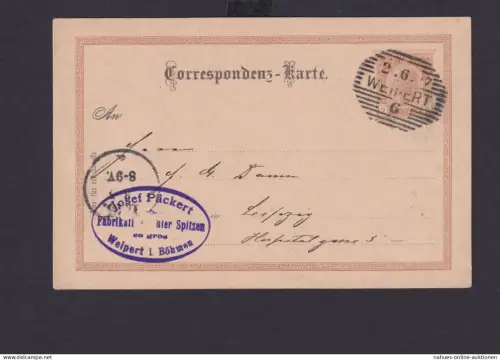 Österreich K2 Weipert Böhmen Tschechien 2 Kr. Ganzsache Böhmen nach Leipzig