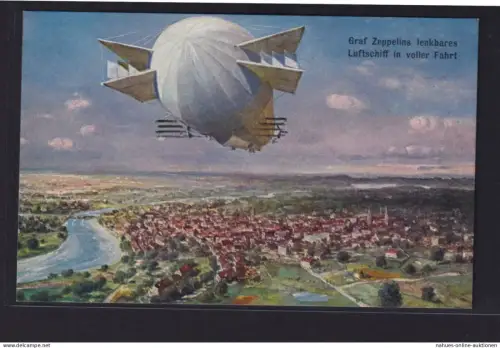 Ansichtskarte Zeppelin lenkbares Luftschiff über Land