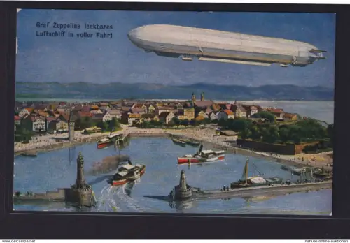 Ansichtskarte Zeppelin lenkbares Luftschiff in voller Fahrt