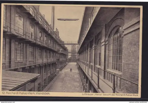 Ansichtskarte Zeppelin Luftschiff Hansa Reklame Reichardt Kakao Werk Wandsbeck