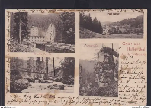 Ansichtskarte Bad Steben Bayern Stempel Selbitz Höllenthal Teufelsfelsen Wiedes