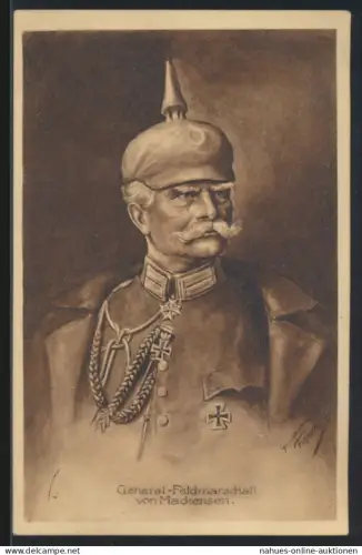 Militaria Foto Künstler Ansichtskarte General Feldmarschall von Mackensen sign.