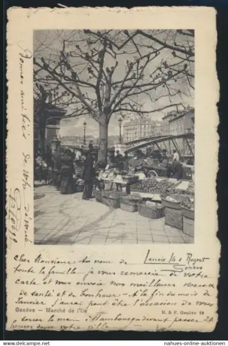 Ansichtskarte Genf Schweiz Markt nach Hamburg 1.1.1904