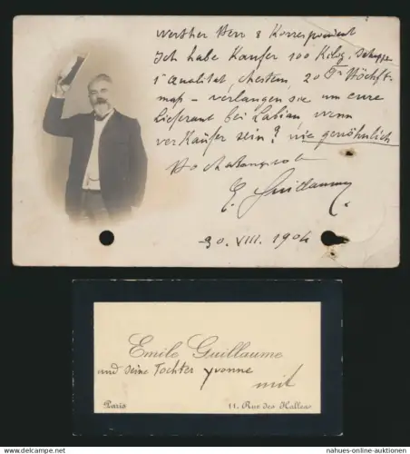 Autogramm Autograph Ansichtskarte Émile Oscar Guillaume Bildhauer Frankreich