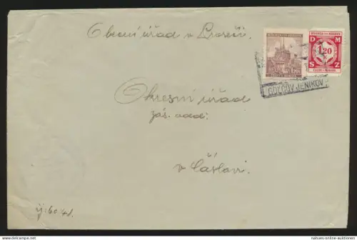 Besetzung Böhmen & Mähren Brief MIF Goltsch-Jenikau Golcov Jenikov