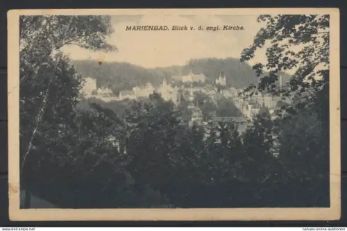 Ansichtskarte Marienbad Westböhmen Tschechien englische Kirche 1932 nach Riga