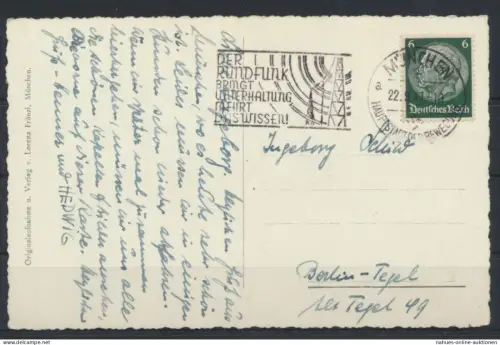 Ansichtskarte Schloßkapelle Blutenburg Menzing München Fahnenstempel Dt. Reich