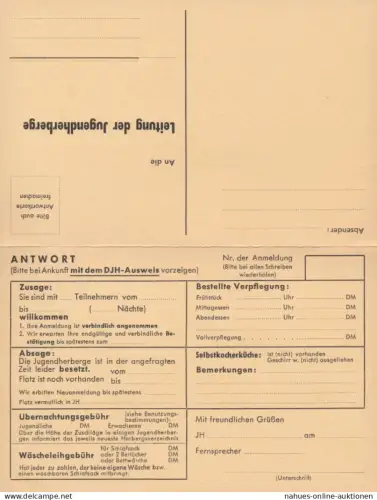 Jugendherberge alte Anmeldung als 4-seitige Klappkarte Schule Lehrer