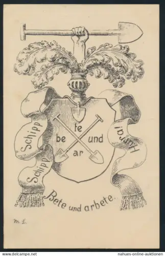 Ansichtskarte Künstler Schipp Hurra Bete und arbete Verlag Winkelmann Frankfurt