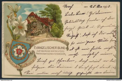 Ansichtskarte Litho Evangelischer Bund Protestanten Urach n. Esslingen Bahnhof