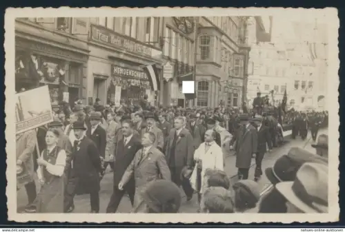 Foto Bremen Aufmarsch 3. Reich Hakenkreuzfahne Deutschen Beamten Versicherung