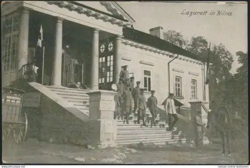 Ansichtskarte Wilna Militär Lazarett Litauen per Feldpost 5.10.1918 n. Berlin