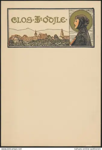 Frankreich sehr schöne Art Deco Menukarte bzw Weinkarte Clos Ste Odile Obernai