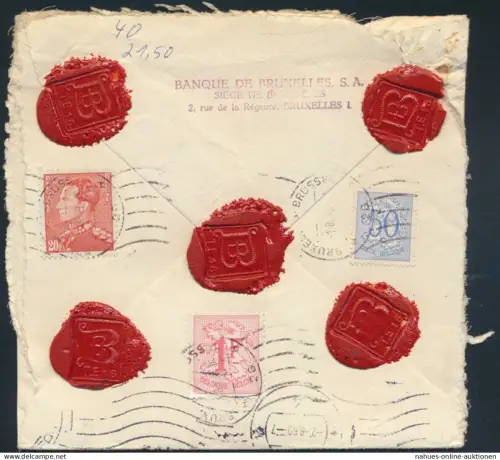 Belgien Wertbrief MIF 892x A+897x A+431y b Brüssel Düsseldorf intakte Siegel