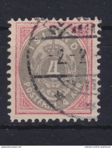 Island 20 gestempelt Freimarke Ziffer mit Krone im Oval 1900 Kat.-Wert 18,00