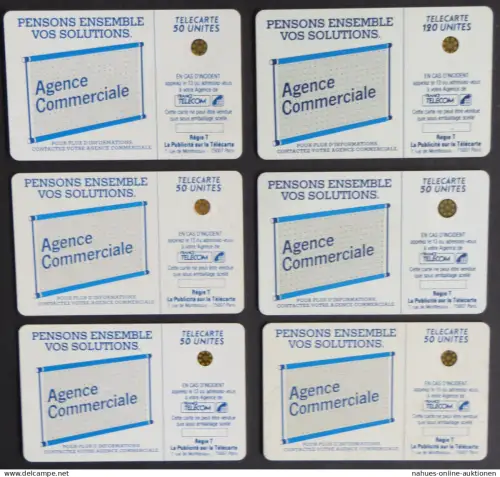 Sammlung 6 Telefonkarten France Telecom Telecarte 50