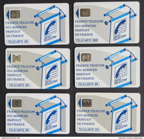 Sammlung 6 Telefonkarten France Telecom Telecarte 50