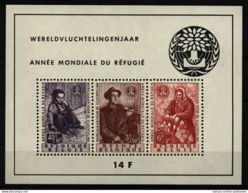 Belgien Block 26 Weltflüchtlingsjahr 1960 postfrisch MNH Belgie Belgique 75,00