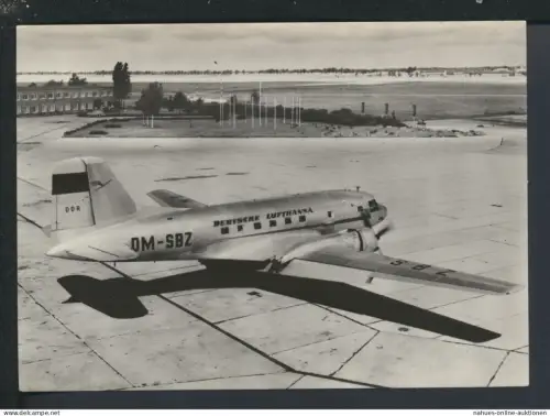 Ansichtskarte Berlin Flughafen Schönefeld Flugzeug Lufthansa DM - SBZ