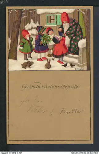Nikolaus Weihnachtsmann Weihnachten Künstler Ansichtskarte P. Ebner Köln NRW 1916