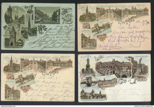 Prag Tschechien Sammlung von 13 alten fast nur Litho Ansichtskarten aus Nachlass