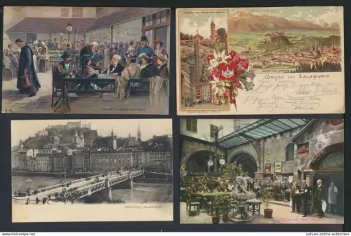 Salzburg tolle Sammlung von 6 alten Ansichtskarten ab Litho 1895 aus Nachlass