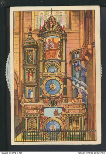 Mechanische Dreh Ansichtskarte Straßburg Frankreich Astronomische Uhr Kathedrale