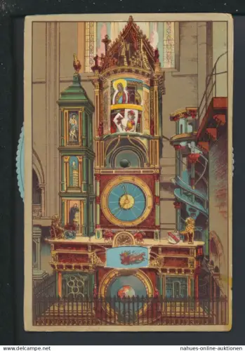 Mechanische Dreh Ansichtskarte Straßburg Frankreich Astronomische Uhr Kathedrale