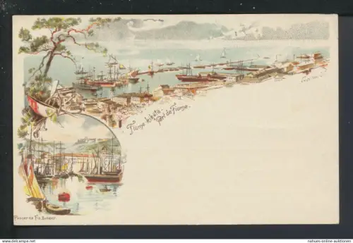 Fiume Ungarn Litho Ganzsache 5 Kr Ansichtskarte Rijeka Kroatien Ungarische Post
