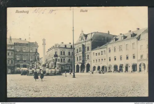 Ansichtskarte K2 Rumburg Bahnhof Rumburk Tschechien Markt KuK 1910 Bautzen Sachsen