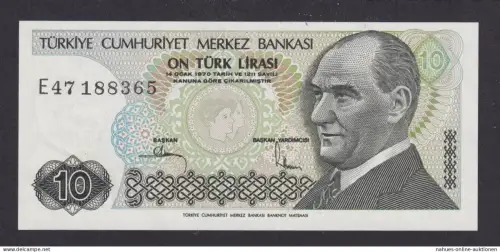 Banknote Geldschein Türkei Europa 10 1970