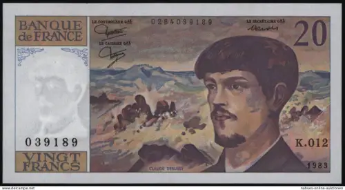 Geldschein Banknote Frankreich 20 Francs 1983 II. EF 151