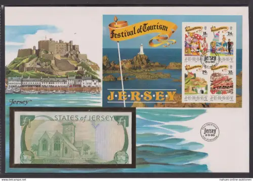 Geldschein Banknote Banknotenbrief Jersey Großbritannien Europa exotisches Motiv