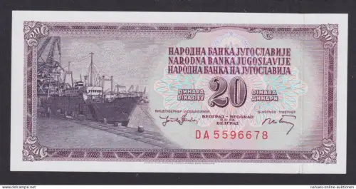 Banknote Geldschein Jugoslawien Europa 20 Dinar Top-Erhaltung