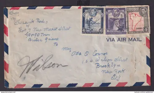 British Guiana Flugpost Brief MIF ab Georgetown nach Brooklyn New York