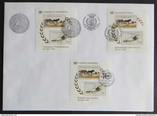 Vereinte Nationen UNO Brief Ersttag Genf Wien New York SST 40 Jahre Jubiläum