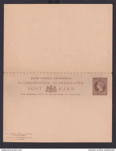 St. Christopher Ganzsache 1 1/2 Penny Frage & Antwort Queen Victoria