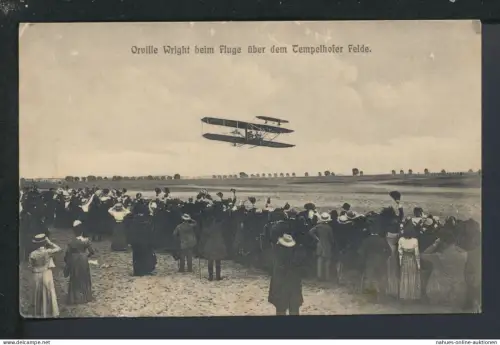 Ansichtskarte Deutsches Reich Flugzeug historisch Orvill Wright Tempelhof 1909