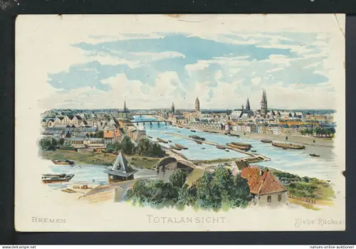 Ansichtskarte Bremen Totalansicht Reklame Hoffmann Stärke Katze siehe Rückseite