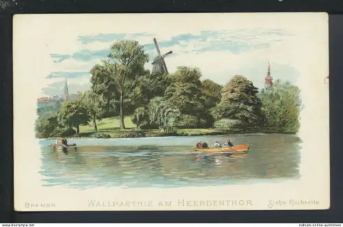 Litho Ansichtskarte Bremen Wallparthie Heerdenthor Reklame Hoffmann Stärke Katze siehe