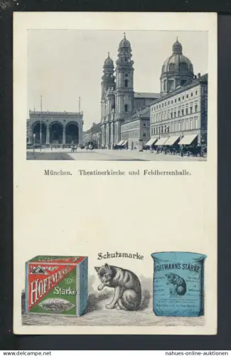 Ansichtskarte München Bayern Theatinerkirche mit Feldherrenhalle Reklame
